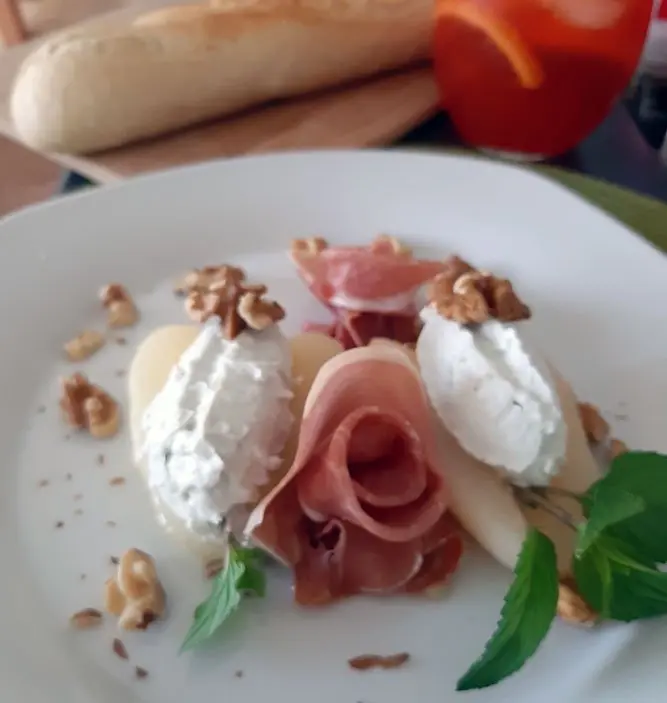 Peras con queso azul